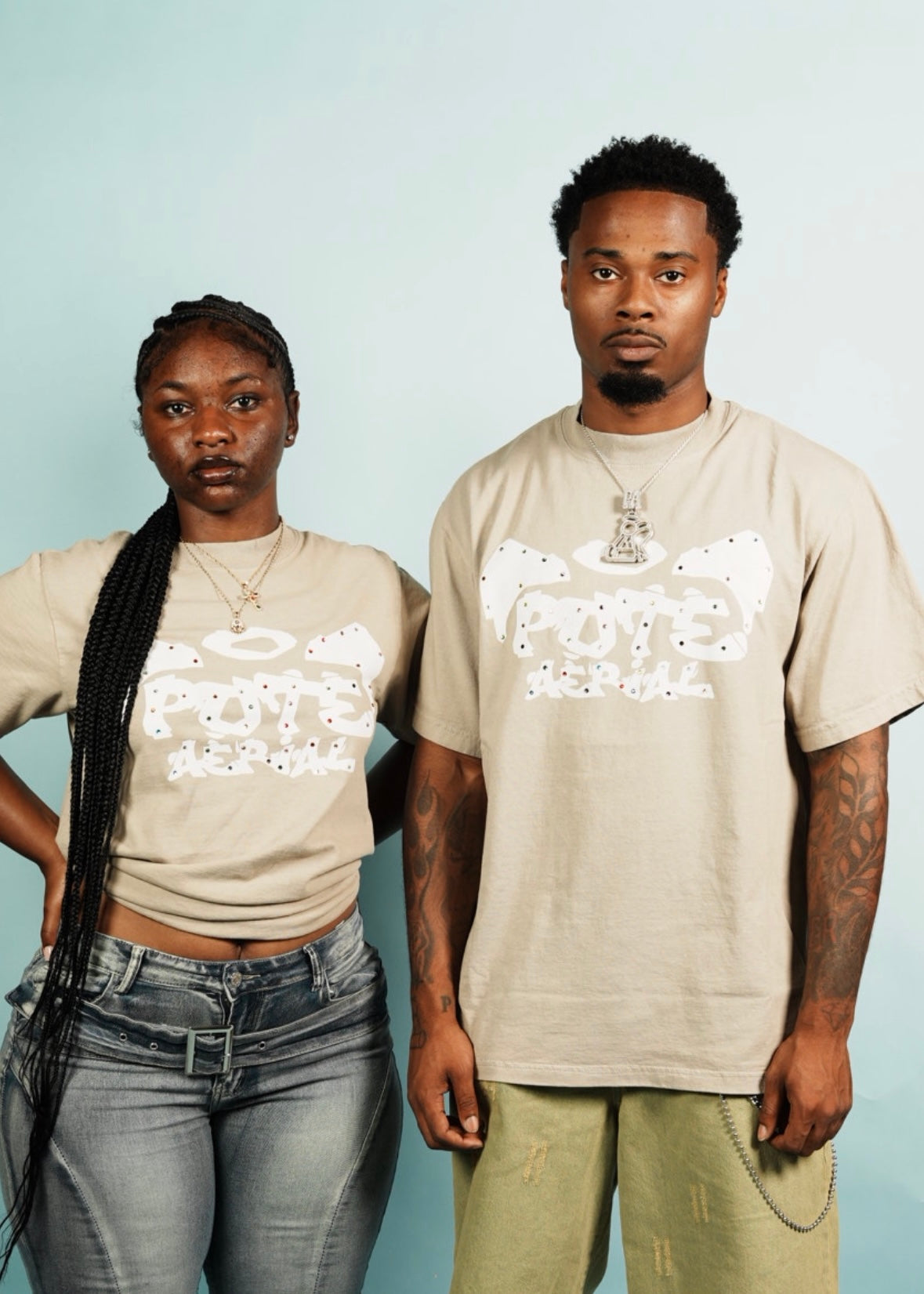‘SHINING HARD’ OATMEAL TEE